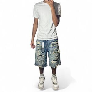 Smoke Rise Baggy Long Distressed Whisker Faded Jorts